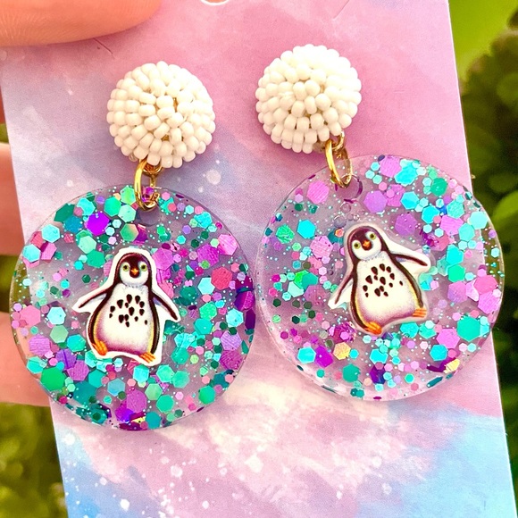 Lisa Frank Penguin Acrylic Earrings - Picture 1 of 4